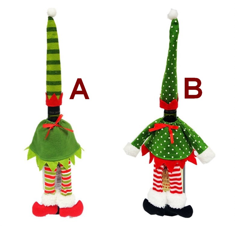 

Christmas Doll props gift bags Red wine bottle bag ornaments Decorations Festive & Party Supplies Kitchen Dinner Party Decorations goods