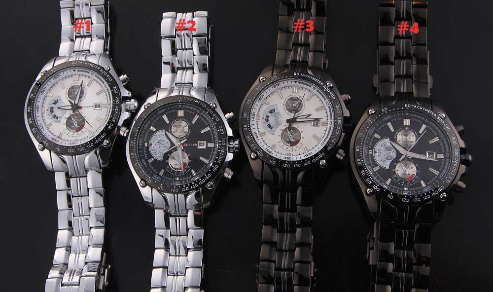 

Hot Stylish Curren Stainless Steel Watch Date Japan Movt Steel Wristwatch new dive Watch Sport style military Mens watches Free by DHL