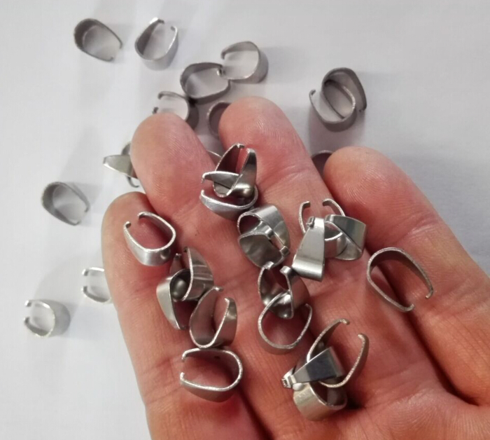 

1000pcs Lot of Hot selling Jewelry Finding & Components Silver Pure Stainless Steel Pendant Pinch Clip Clasp Bail Connector finding DIY