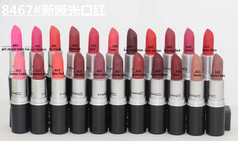

free shipping! NEW 24 colors Matte lipstick have English name(24pcs/lots, Mixed color