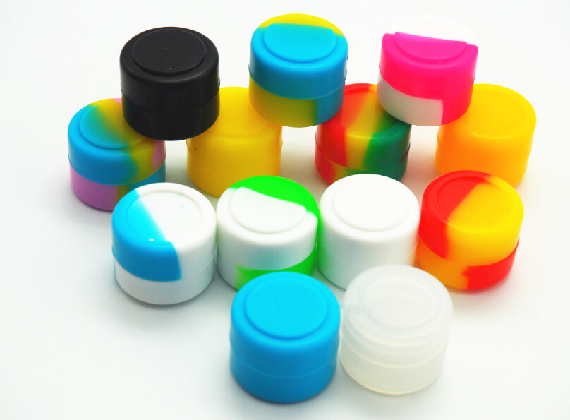 

200 X Assorted Color Non-stick Silicone Wax Container Silicon Wax Jar 2ml Small Silicone Round Container