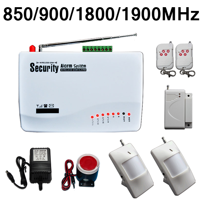 

Wireless Home Security Burglar GSM Alarm System (Built-in battery) Auto Dialer SMS SIM Call + 2x PIR Motion Detector US/EU Plug Dual Antenna