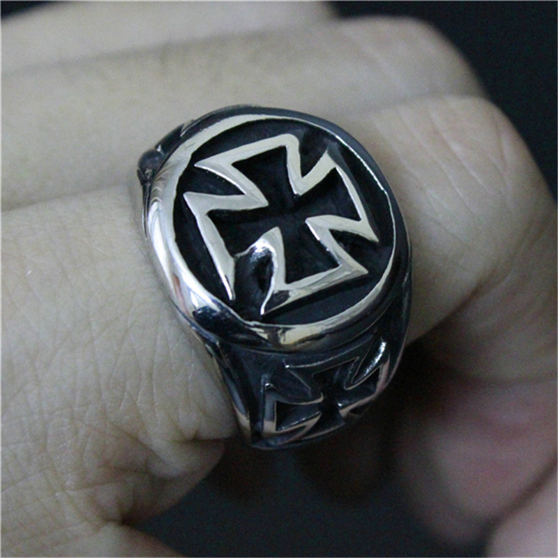 

5pcs/lot size 7-13 Jesus Cross Cool Ring 316L Stainless Steel Fashion Jewelry Men Boy Biker Persona Design Cross Ring
