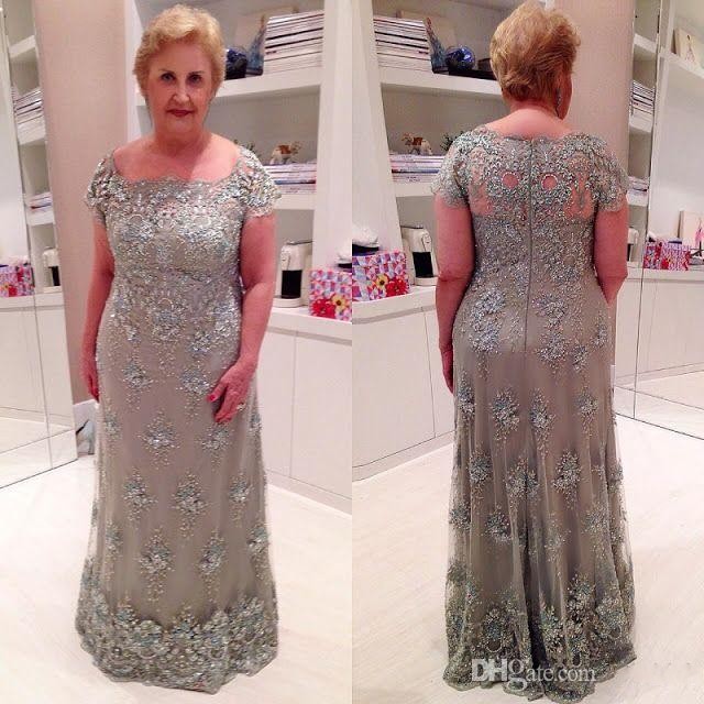 

2022 Grey Mother Of The Bride Dresses Scoop Neck Lace Applique Pearls Beading Illusion Long Plus Size Evening Dress Wedding Guest Dresses