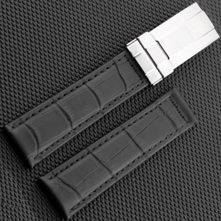 

High quality men Black/Brown/Orange Bamboo grain Genuine Leather watch strap for ROL 20mm genuine leather Watch Band