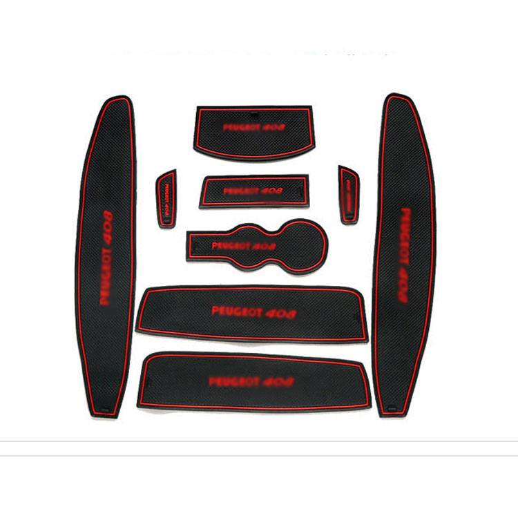 

9pcs Non-Slip Rubber Interior Car Door Armrest Storage Panel Mat Cup Holder Slot Pad Cover Sticker For Peugeot 408 2010-2013