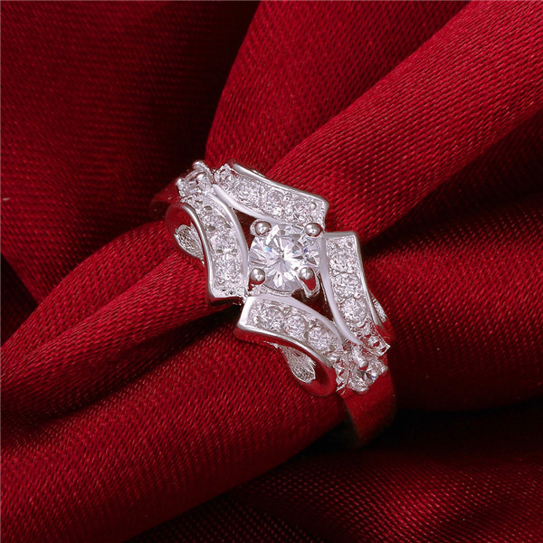 

Hot sale high grade belt gemstone 925 silver plated ring DMSR146 Brand new factory direct sale sterling silver plate finger rings