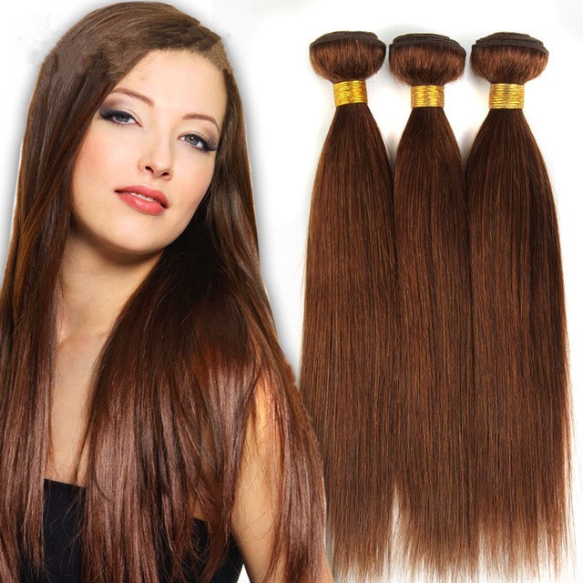 

Large Discount-Grade 7A!!#6 light Brown Brazilian Virgin Remy Hair Silky Straight Weave 3Pcs Lot Chocolate Mocha Straight Human Hair Bundles
