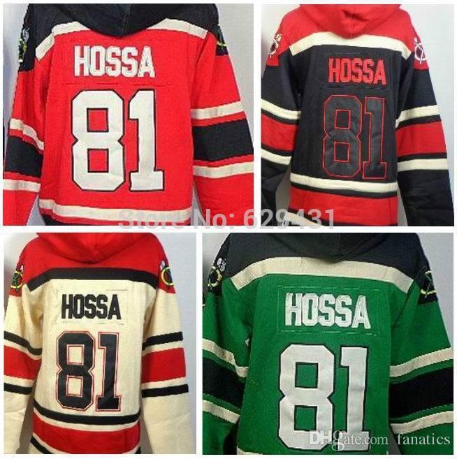 2016 Nouveau Livraison Gratuite Pas Cher Nouveau Marian Hossa Hoodie # 81 Chandails De Hockey Sur Glace Hommes Old Time Hooded