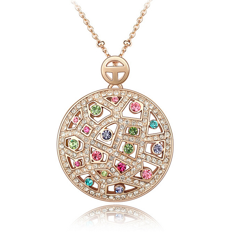 

Fashion Accessories For Women Crystal Necklace Rose Gold Charm Jewelry made with Swarovski Elements Colorful Crystal Necklaces Pendants 3541
