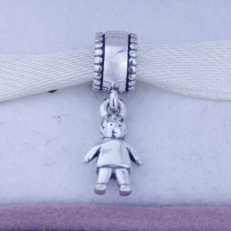 Perles en vrac 925 Sterling Silver Screw Core Dangle Spacer Charm Perle Bijoux avec Garçon Enfant Enfants, Convient pour Bracelet Pandora 1pc / l