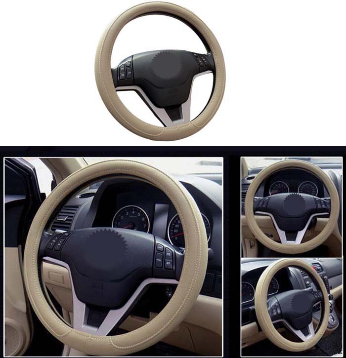 

38cm Universal Car Steering Wheel Cover antislip fashion microfiber PU leather black/cream/gray color