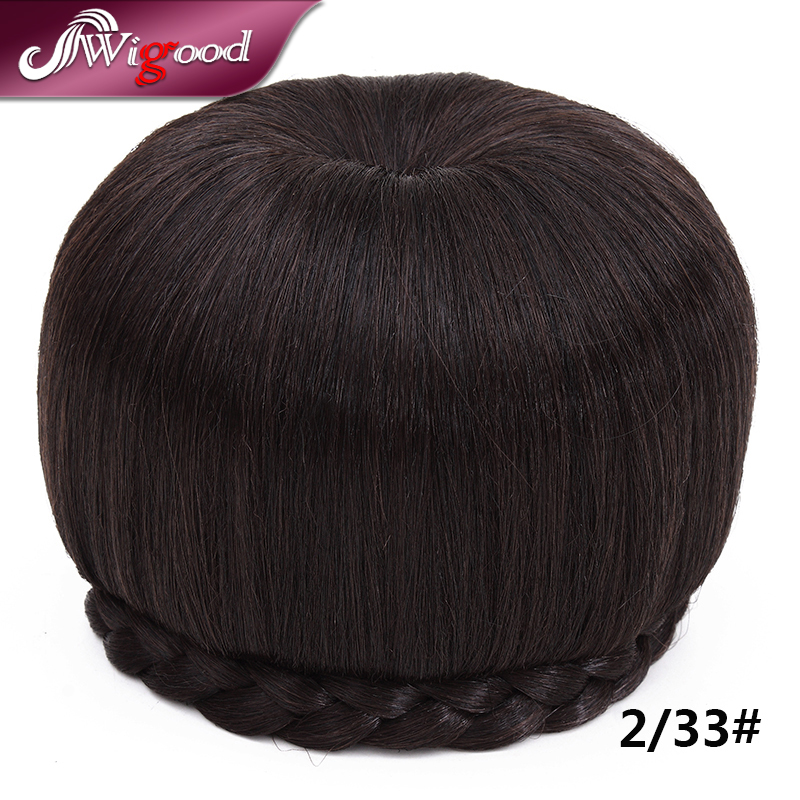 

Wholesale-Fake Hair Chignon Bun Hairpiece Braided Clip in Hair Chignon Bun Hair Donut Roller Chignon Size Large Headdress Wigood, Black;brown