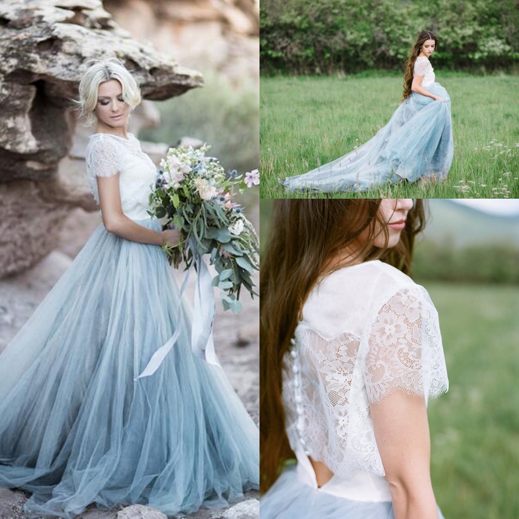 wedding dress dusty blue