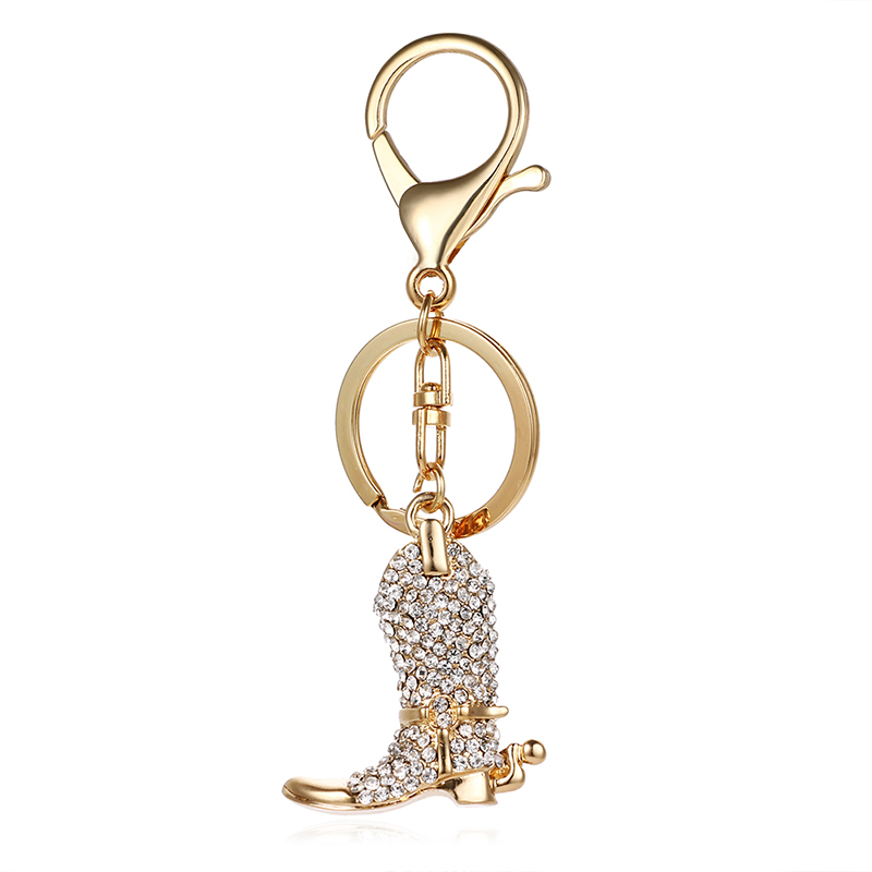 

Fashion 2 Color Lobster Clasp Keyring Dangle Rhinestone Boots Charm Metal Keychains For Men Accessories Jewelry, Silver