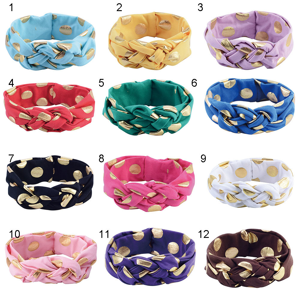 

Baby Gold Polka Dots Headbands Girls Knot Cotton Headband Children Boutique Hair Accessories Kids Spot Elastic Head Wraps Toddler Headwear, Remark color