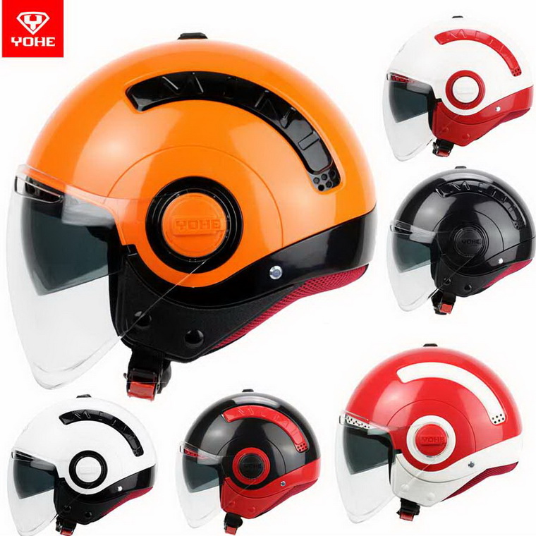2016 New Summer YOHE double lenses half face motorcycle helmet young men and women fashion MINI Electric bicycle helmets made of ABS-image-379500989