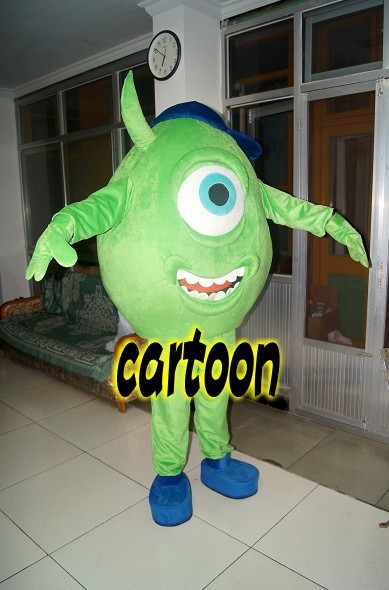 

high quality real pictures deluxe mr q mike mascot costume fancy carnival costume character costume adult size factory direct free, Green
