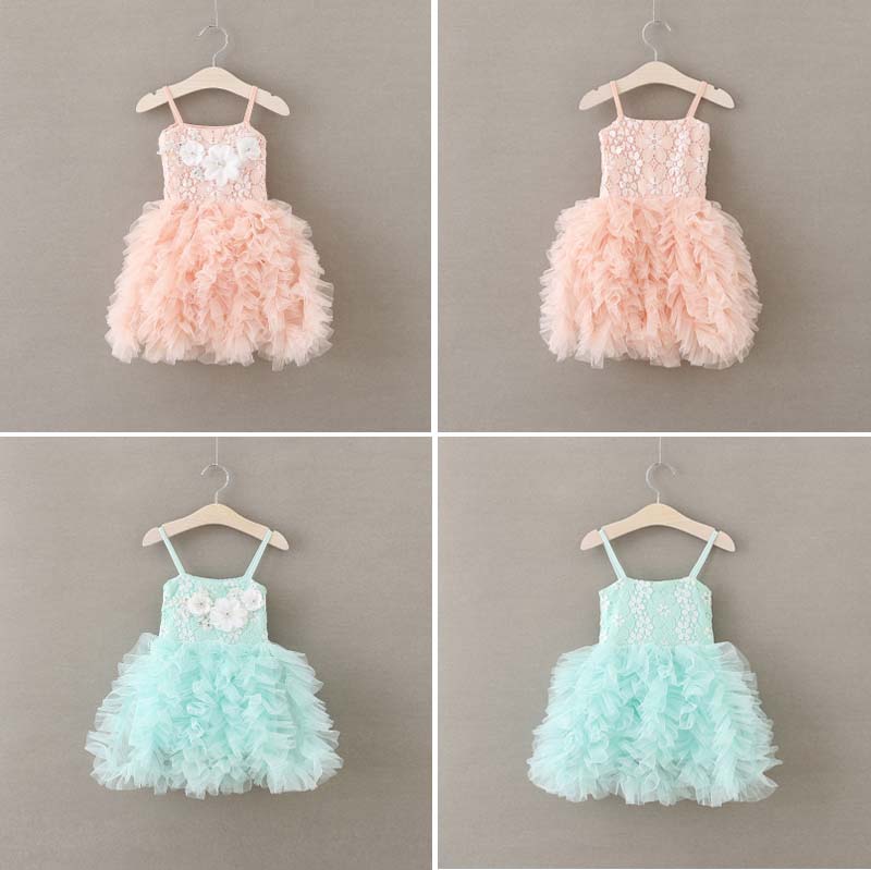

New Baby Girls Christmas Fashion Lace Flowers Dresses Sleeveless Lace TuTu Dress kids princess Dress 2 Colors Free Shipping A01, Wathet blue