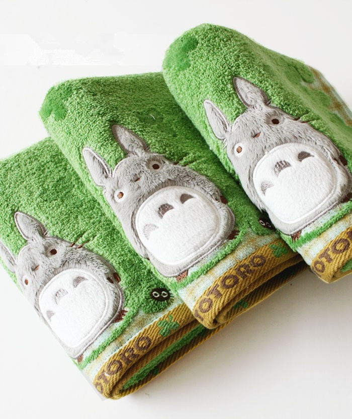 

Wholesale-Anime Cute My Neighbour Totoro Cotton Washcloth Bath face Hand Towel Sheet Scarf, Sizea 35 35cm