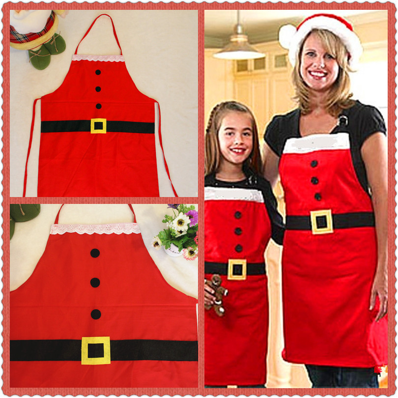 

2018 Christmas Mrs. Claus Kitchen Baking Crafting Apron for Holidays Decorat Chef Apron Adult Perfect Hostess Gift Stocking Stuffer, Red for adult