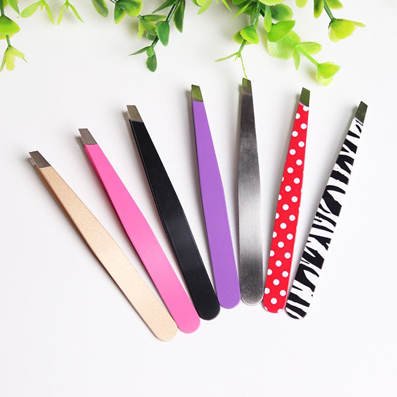 

1Pc Assorted Colors Eyebrow Tweezer Professional Stainless Steel Slant Tip Hair Pincet Hair Puller Removal Eye Brow Clips Makeup Tools
