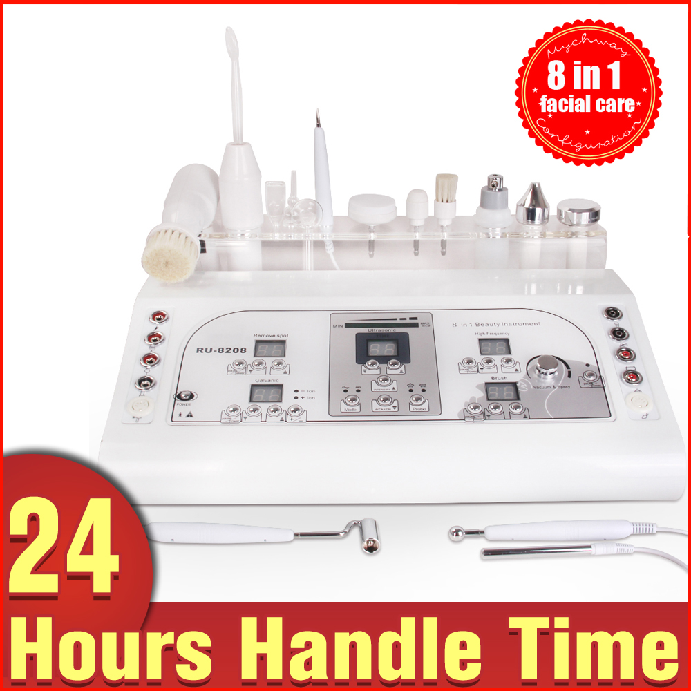 

8 in 1 Skin Rejuvenation Spa Pro Ultrasonic Galvanic Face Lifting Vacuum Spray High Frequency Moles Removal Beauty Equipment