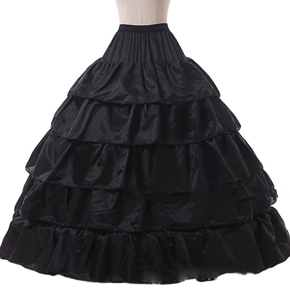 

4 Hoops 5 Layers Ruffles Lolita Petticoat for Girls Wedding Accessories Underskirt for Ball Gown Dresses Quinceanera Dress Crinoline, Black