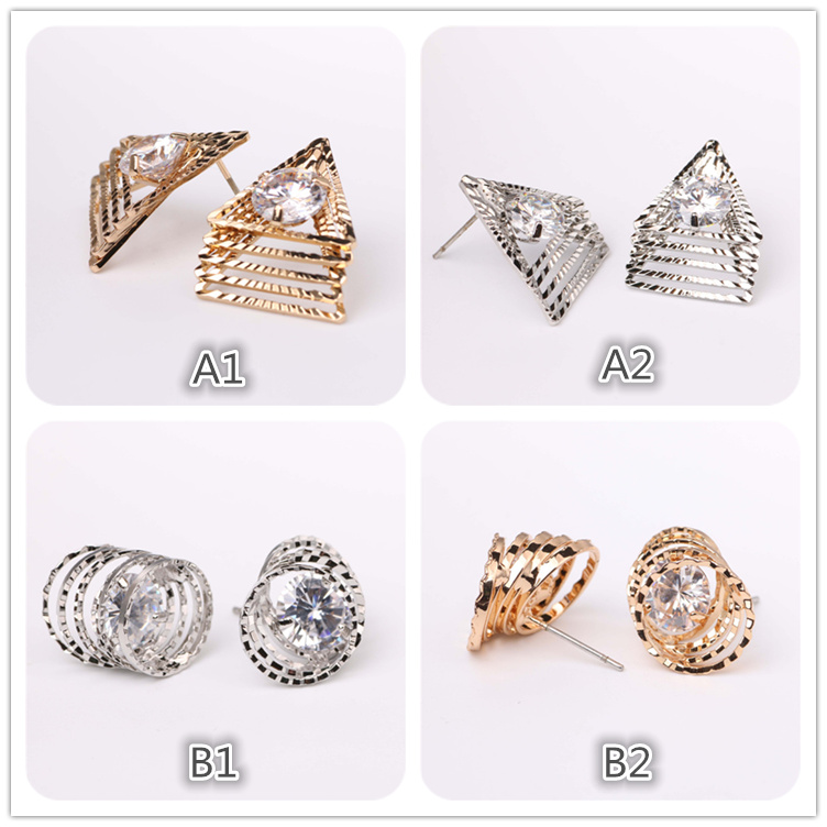 

Stud earrings silver gold plated tone zircon Jewelry elegant hypo allergenic ear rings accessories fashion gift for women ladies, mix items
