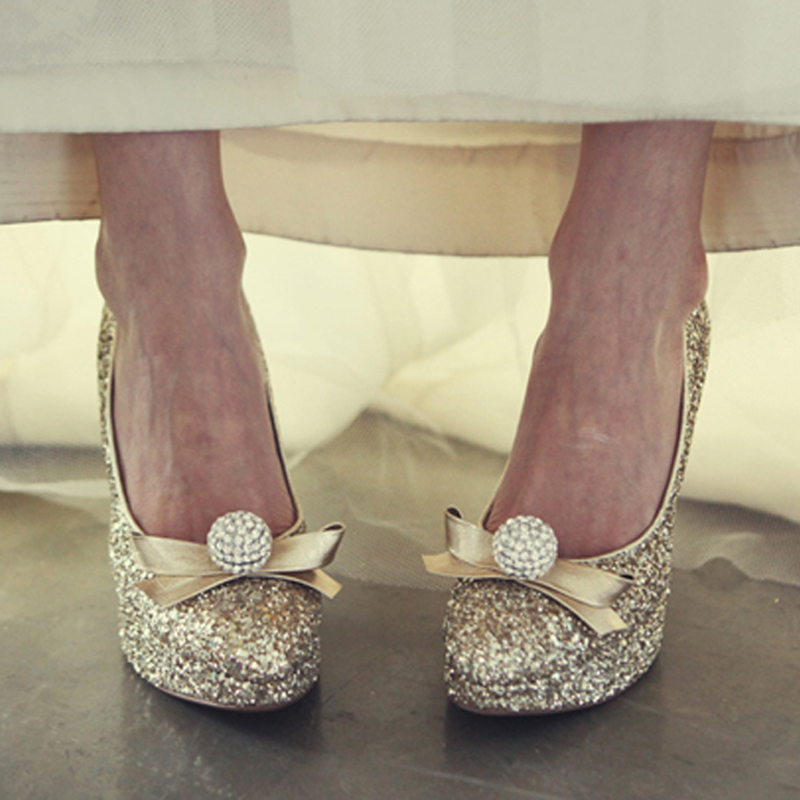 gold kitten heel evening shoes
