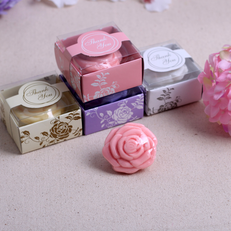 

12pcs Soap Rose Flower with Gift box Wedding Favors Baby Shower Party Christmas Gift Pink / White / Yellow / Purple