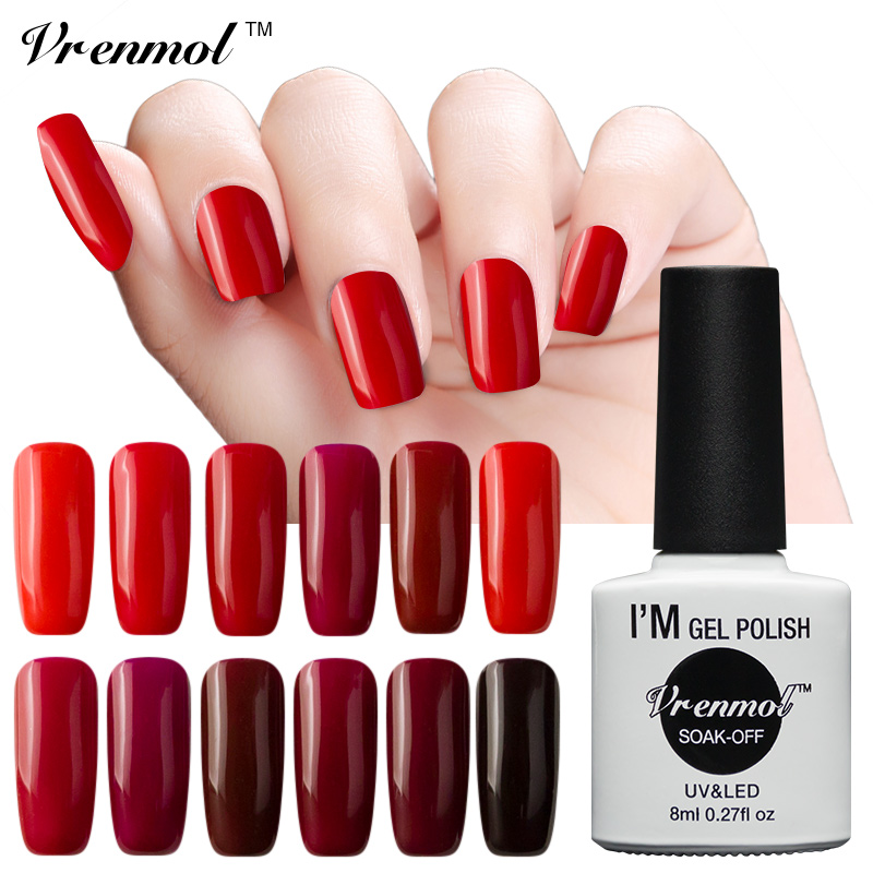

Wholesale- Vrenmol UV Led Nail Polish Dark Red Color Series Nail Gel Lacquer Soak Off Healthy Eco-friendly Nail Gel Art Salon, Top coat