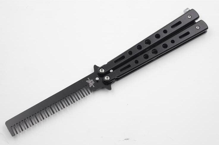

NEW Delicate pro salon Stainless steel folding training butterfly knife comb practice style instrument hair comb drop shipping