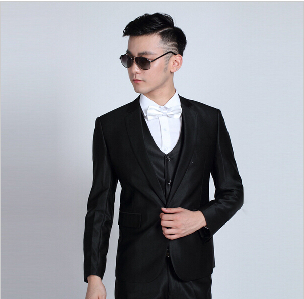 

Men's Clothing men's fashion three-piece suit (jacket + pants + vest) party occasion men suit black high quality men's suits fashion style, Blue