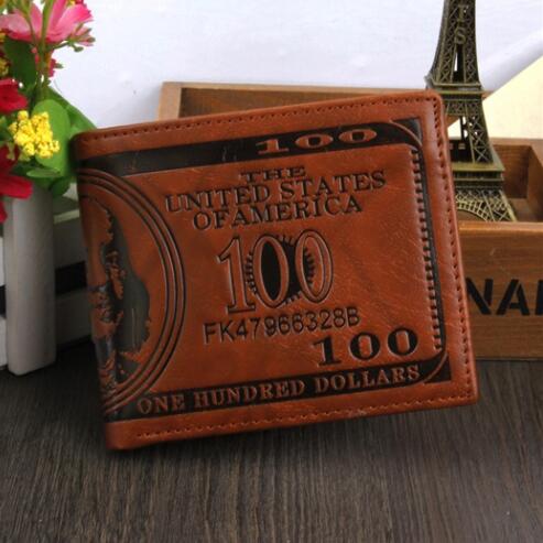 

Fashion Sale Dollar Price Pattern Designer Men's Wallets Casual Credit Card Holder Purse Wallet for Men gift Free Shipping, Deep brown