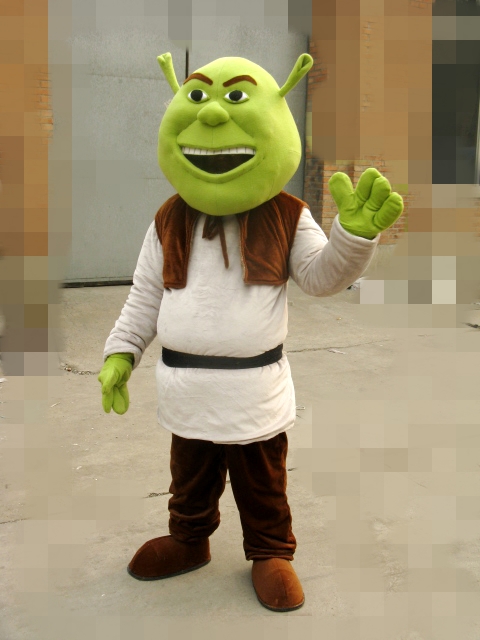 

Hot high quality Real Pictures Deluxe Shrek mascot costume fancy carnival costume free shipping, Yellow