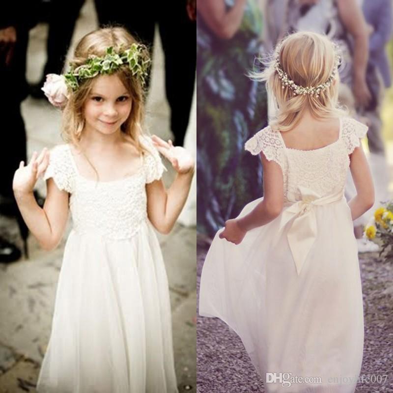 

Empire Waist Vintage Flower Girl Dress with Cap Sleeves, Custom made from color chart
