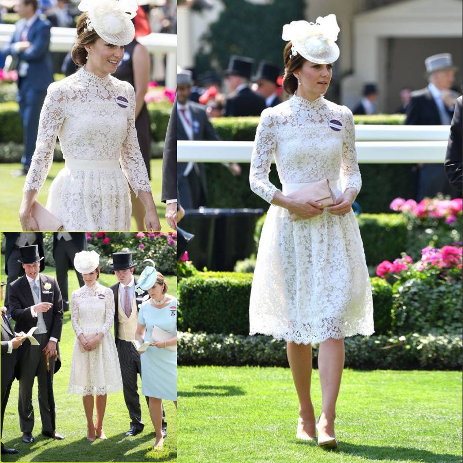 

Charming White Lace Short Prom Dresses With Long Sleeves High Neck Evening Gowns A-Line Knee Length Kate Middleton Formal Dress, Dark navy