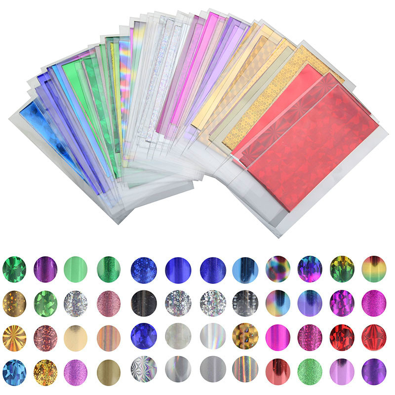 

48 Sheet /set 35cm*4cm Mix Color Transfer Foil Nail Art Star Design Sticker Decal For Polish Care DIY Universe Nail Art, As show