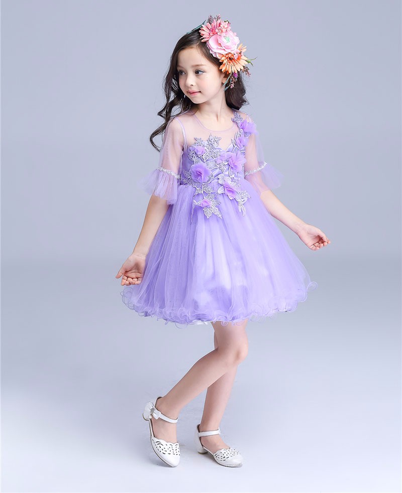 

New Fashion Flower Girl Dresses Party Birthday wedding princess Girls Clothes Children Kids Girl Dresses freeshipping wholesale, Lanvender