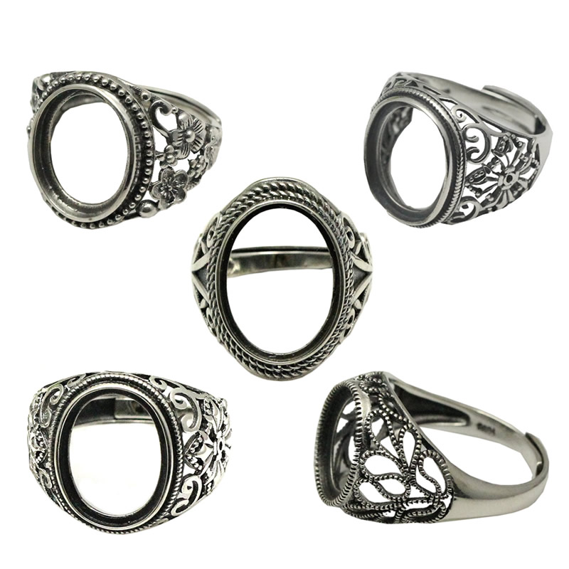 

Beadsnice Thailand Silver Rings DIY Ring Setting Antique Style Filigree Ring Base for Oval Stones Sterling Silver Rings wholesale ID 34080