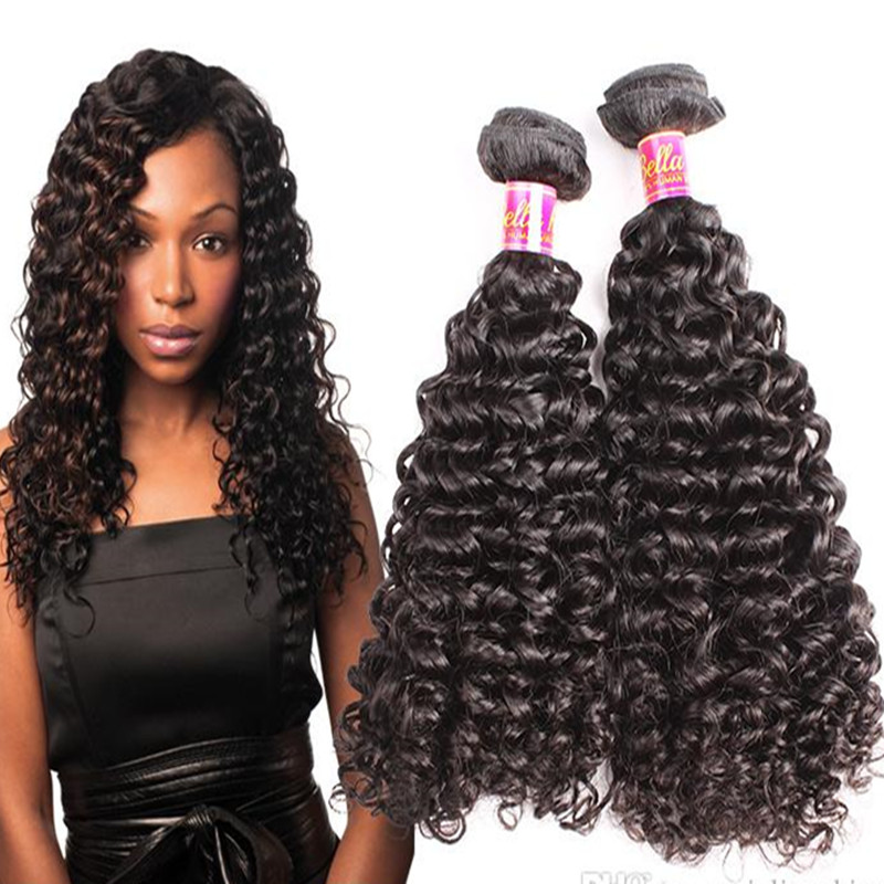 

BellaHair® Indian Curly Wave Hair Weaves Weft Bundles Unprocessed Virgin Extensions 8~30in 3, Natural black