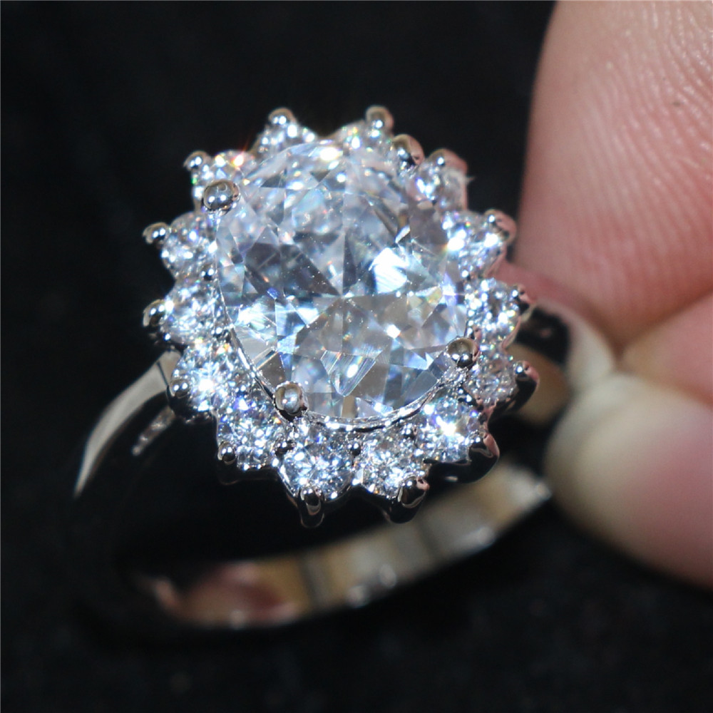 

Size 6/7/8/9 Princess 10KT white gold filled Oval Cubic Zirconia Gemstone Rings Gift for Women Girlfriend