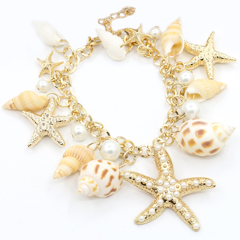 

Fashion Exquisite Starfish Conch Shell Bracelets Elements Tidal Ocean Style Bracelet Bangle Fine Jewerly For Women Girl