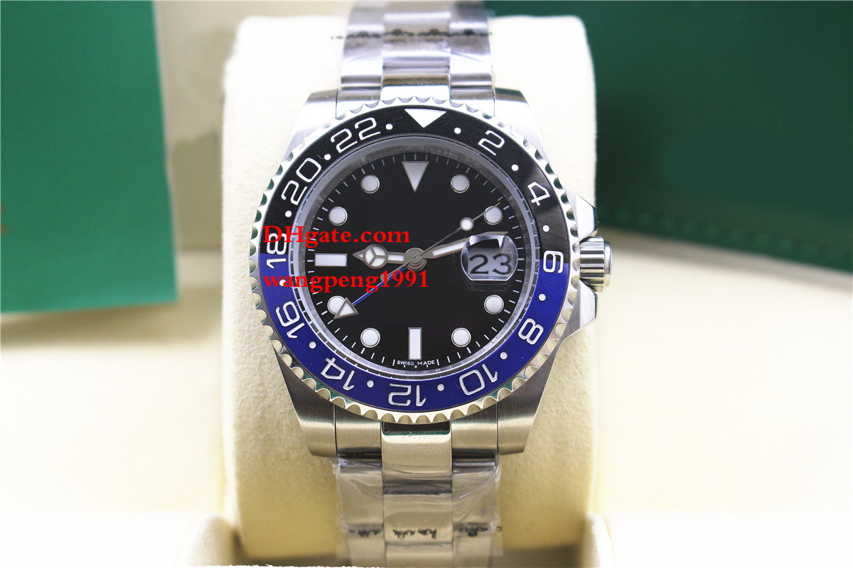 

Men watches 40MM 116710 116710BLNR sapphire glass Black and blue border Black dial Men's automatic watch Wristwatches