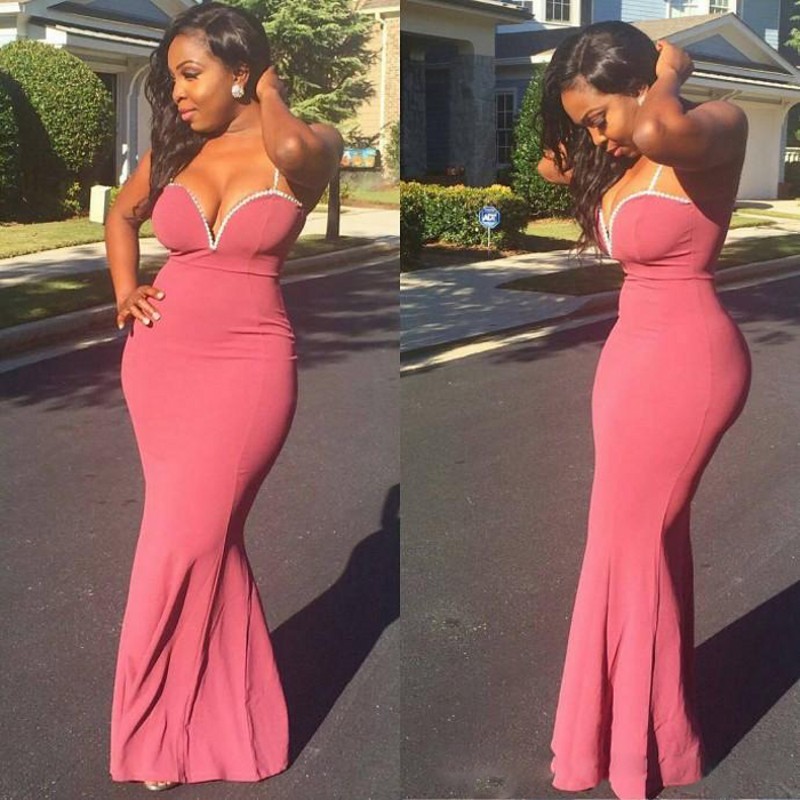 

Spaghetti Mermaid Prom Dresses South African Plus Size Evening Dresses Satin Zipper Back Floor Length Cheap Formal Party Dress, Yellow