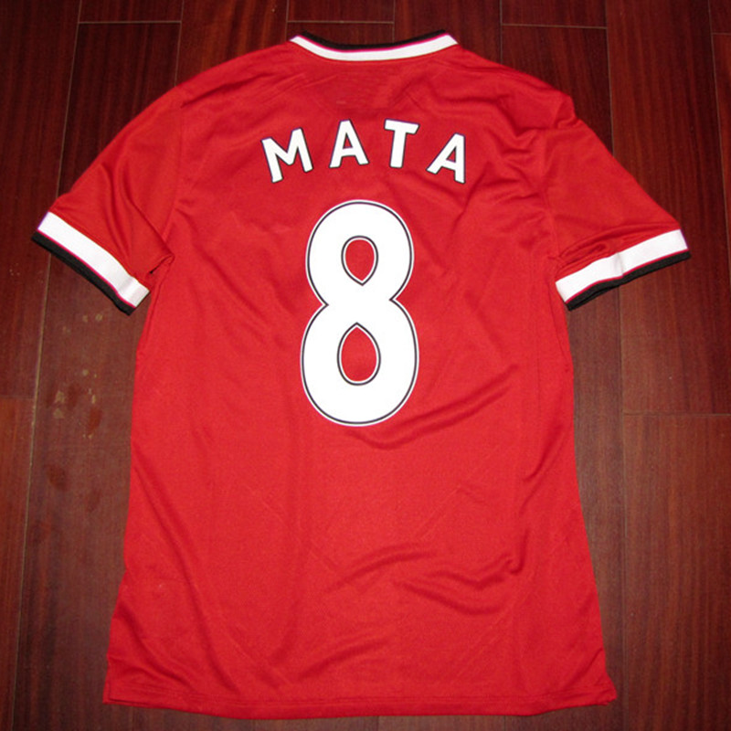 

14/15 m-u Match Worn Player Issue Home Shirt Jersey Short sleeves Rooney Di Maria Mata Football Custom Patches Sponsor, 8 mata