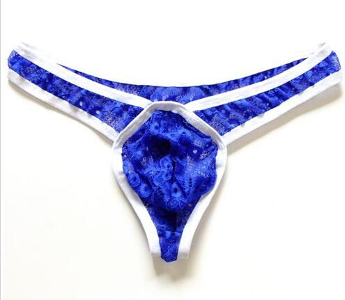 

Wholesale Men's G-Strings New Style Fine Men's underwear sexy thong T-trousers U convex tight waist low-sided single-transparent lace underwear 3pieces/lot, Red