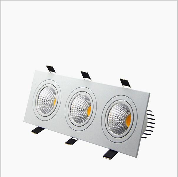 

recessed led dimmable Downlight 3 head Square led down lights COB 15W/21W/30W/36W Spotlight Ceiling Lamp AC85-265V LED puck lights