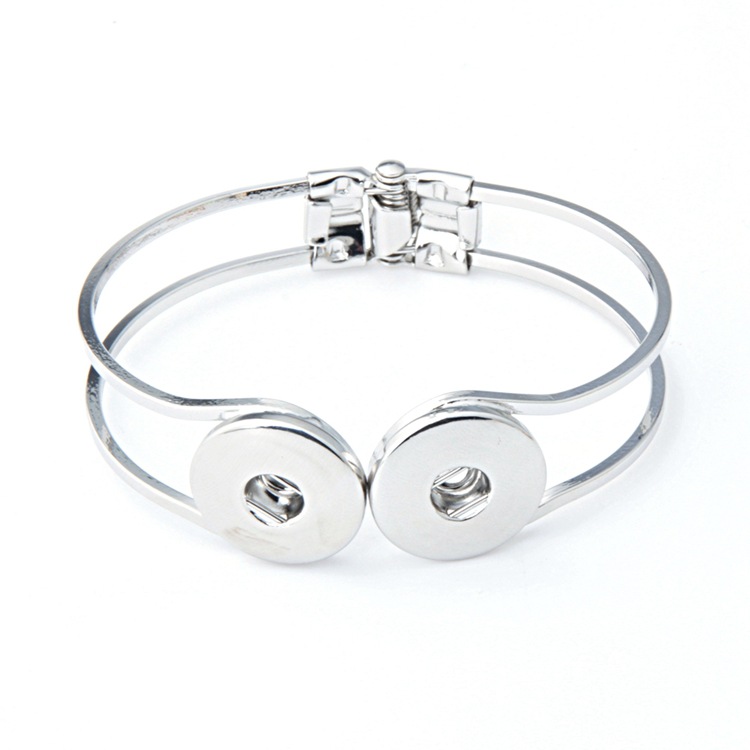 

NO.1 Hot Sale Snap Bangles Silver Plated High Quality DIY Snap Jewelry Double Snap Buttons